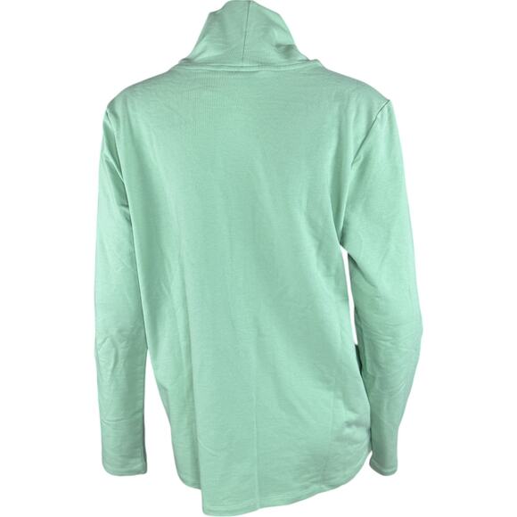 Denim & Co. Beach French Terry Roll Tab Sleeve Hooded Jacket Fresh Sage Small - Picture 7 of 14